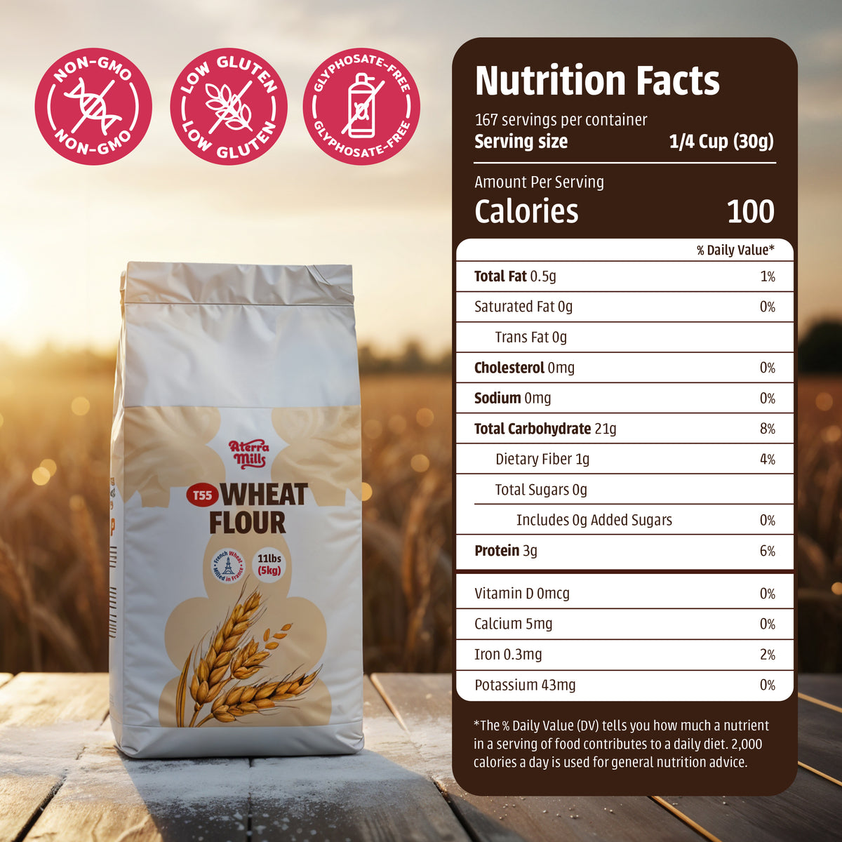 Aterra Mills French All Purpose Flour Unbleached European Baking