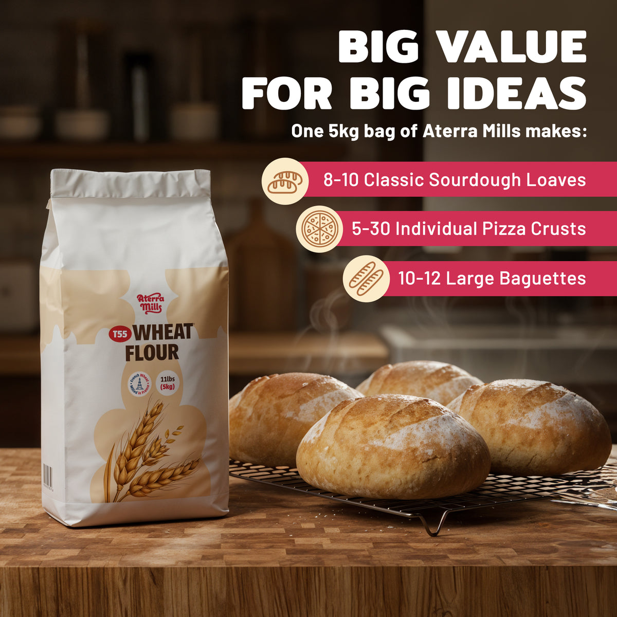 Aterra Mills French All Purpose Flour Unbleached European Baking